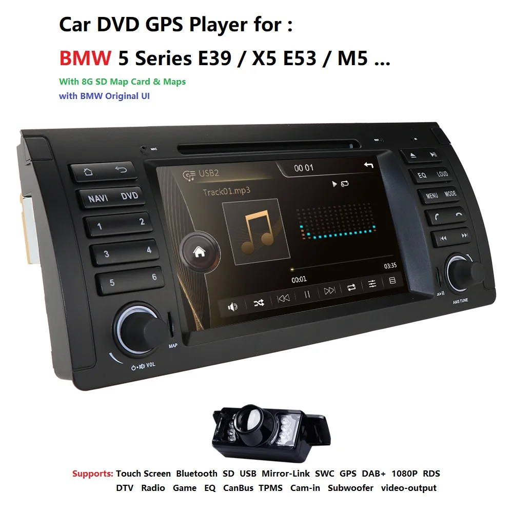 Perfect Crazy Promotion Single 1 Din 7 Inch Car DVD Player for BMW E39 5 Series/M5 1997-2003 Wifi 3G Bluetooth DVR RDS USB Canbus 3