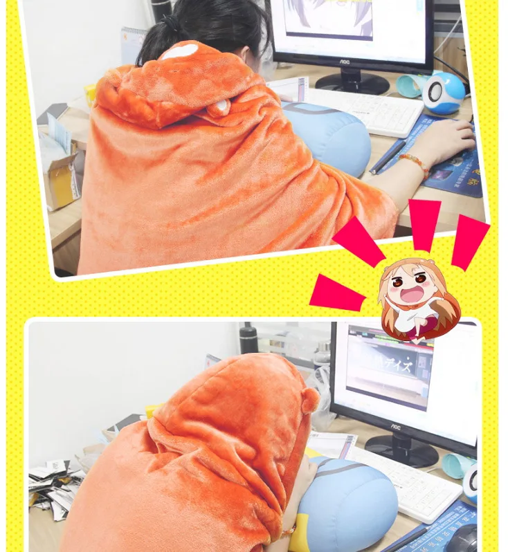 Высокое качество Himouto! Умару-плащ Чана аниме Умару дома косплей фланелевые плащи кондиционер одеяло мягкая шапка Толстовка 150 см