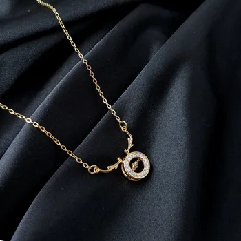 

Bright Eye 14k Real Gold Necklace Smart Deer Head Online Celebrity Cool Simple Choker Best Friend Couples Ornament Women's INS-S