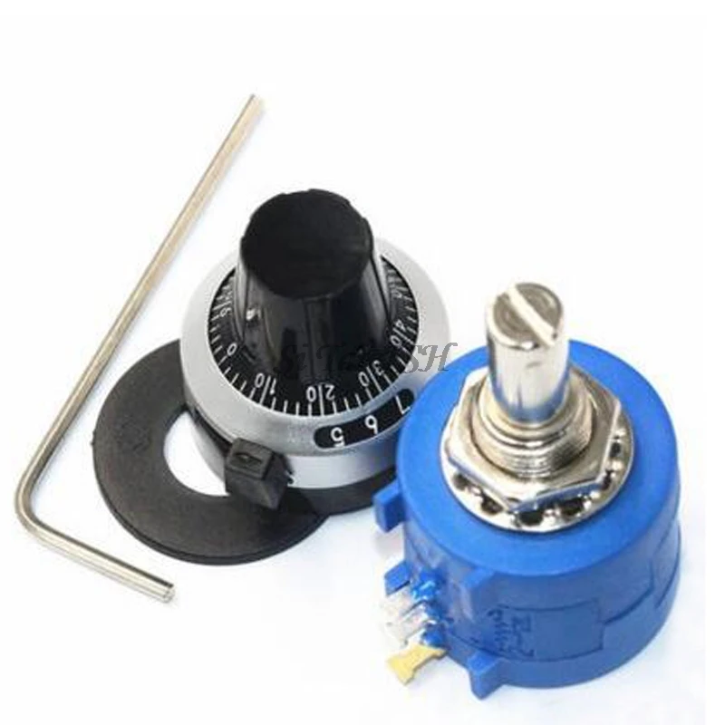 3590S-2 3590S Series Precision Multiturn Potentiometer adjustable resistor multiturn potentiometer rotary potentiometer potentiometer knobs potentiometer kit trimmer potentiometer 10 Ring Adjustable Resistor+1PCS Turns Counting Dial Rotary 6.35mm Knob