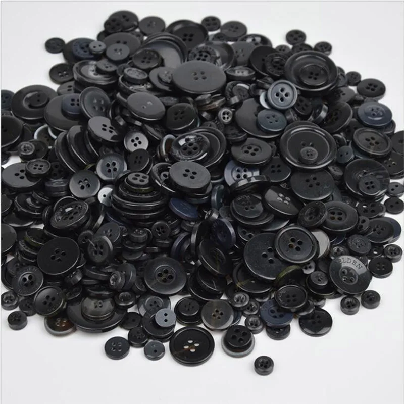 black mix 600 шт 2 отверстия/4 отверстия круглые пластиковые пуговицы смешанные полимерные пуговицы, аксессуары для одежды DIY - Цвет: black mix