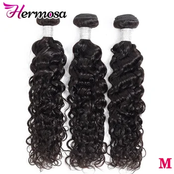 

Brazilian Hair Weave Bundles Hermosa Water Weave Bundles Natural Color Hair Extensions Non-Remy Hair 3 Pieces Middle Ratio