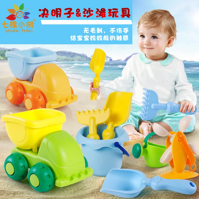 Cassia Seed Beach Toys Soft Plastic Soft Silcone Bathroom Children Cute Dredging Tool Car Bucket Spatula