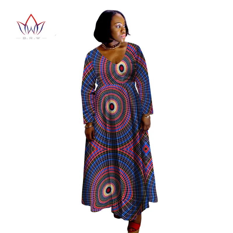 BRW Африканский Базен Платье Для Женщин Дашики Африка принт длинное платье вечерние платья для женщин плюс Размер 6XL африканская женская одежда WY801 - Цвет: 10