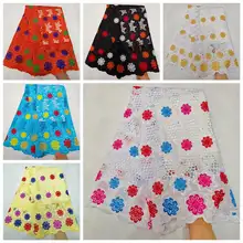 HL! ВЫСОКОКАЧЕСТВЕННАЯ нигерийская чистая хлопковая вышитое Африканское кружево ткань со стразами французская чистая кружевная ткань для женщин 5 лет! J10709