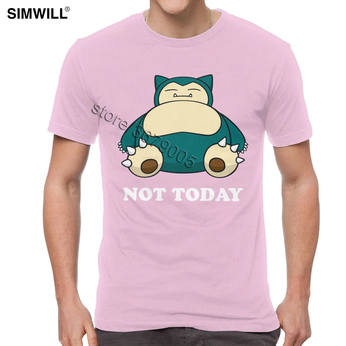Модная футболка Snorlax Not Today, забавные летние футболки с покемонами, Мужская хлопковая футболка с коротким рукавом, уличная футболка с рисунком храпа - Цвет: Розовый