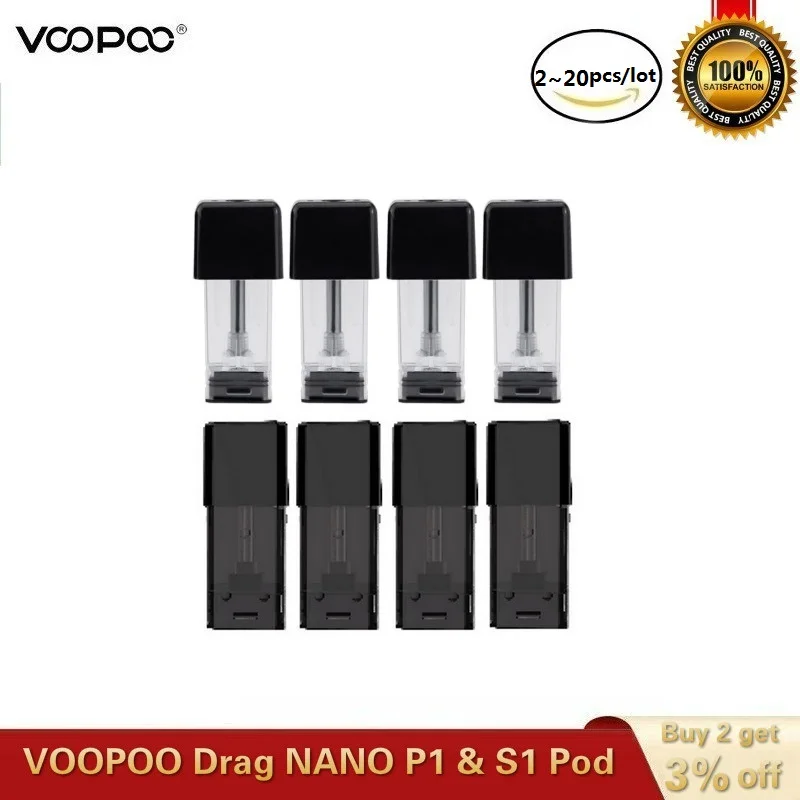 Картридж VOOPOO Drag NANO Pod 2 ~ 20 шт./лот 1 0 мл с катушкой 8 Ом 6 ядром 5 для NANO|Атомайзеры