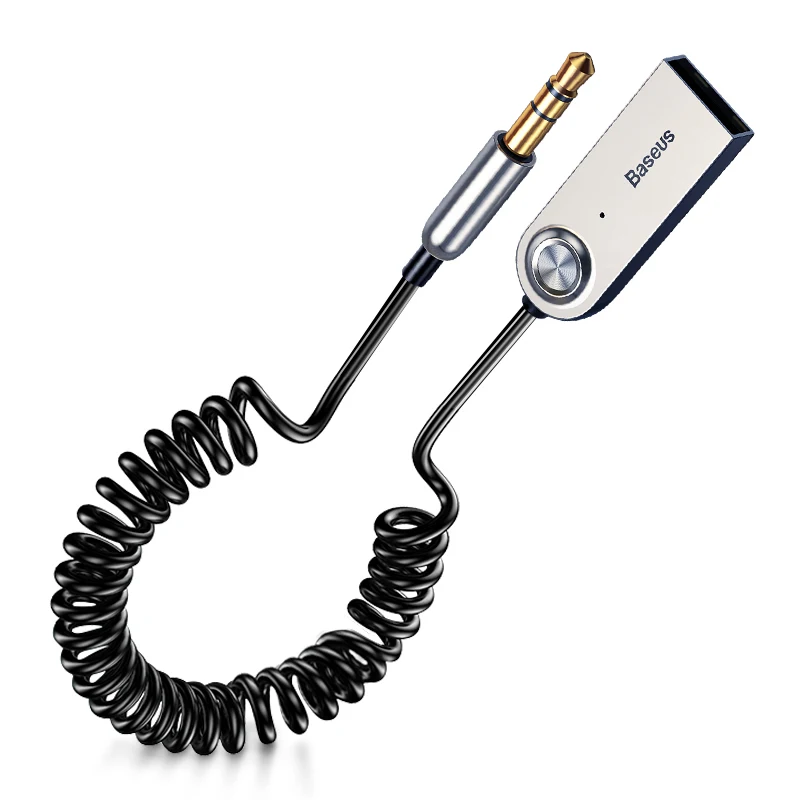 Black Baseus Bluetooth адаптер USB Dongles кабель для автомобиля 3,5 мм AUX Bluetooth V5.0 4,2 4,0 Bluetooth приемник динамик аудио передатчик - Цвет: Black