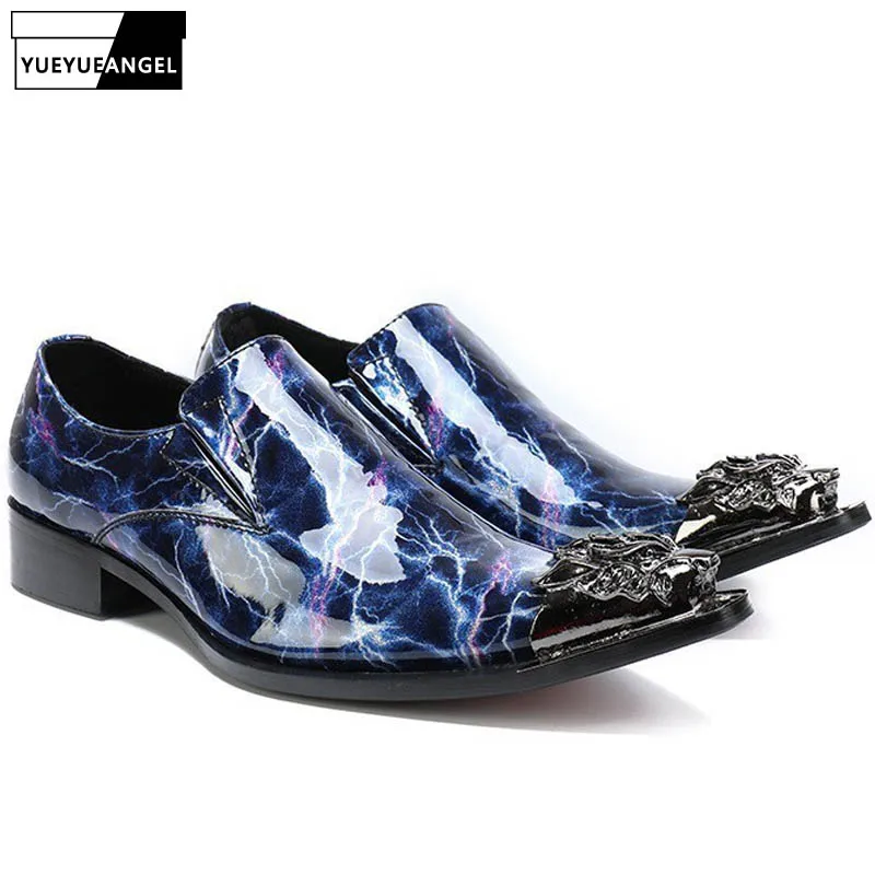 Туфли мужские деловые из натуральной кожи Роскошные туфли с металлическим