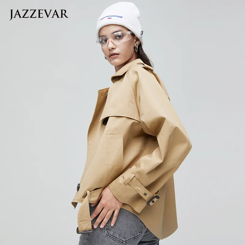 

Jia Zehua 2019 New Style Preferential Price Trench Coat Korean-style Short Lace-up Loose Casual Workwear Coat Short-height Trenc