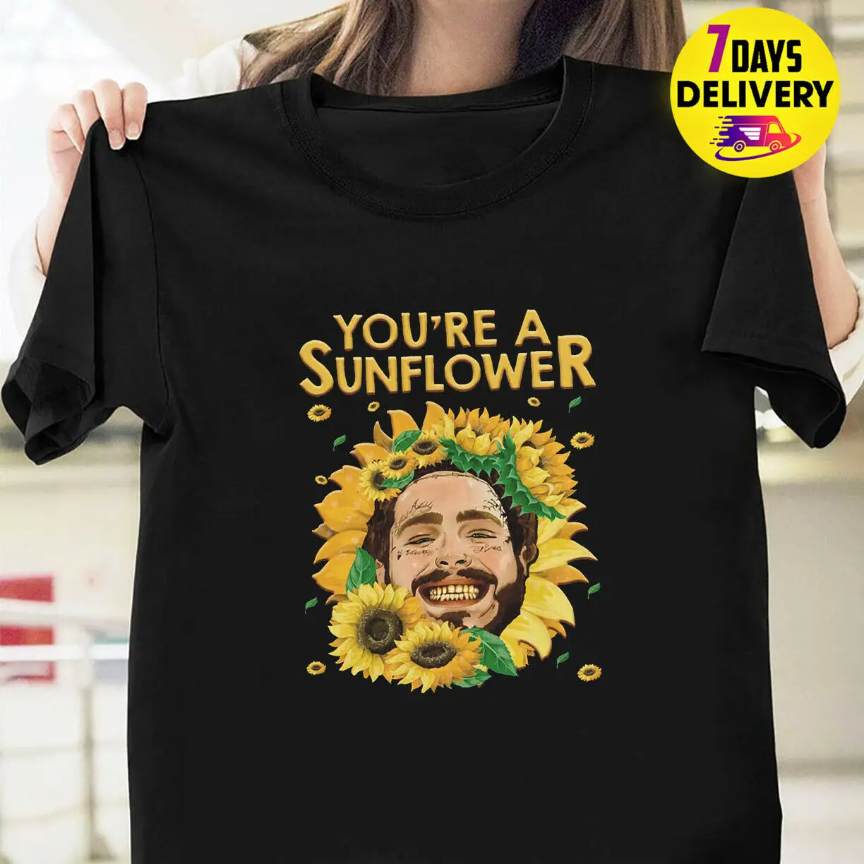 You Re A Sunflower Post Malone American Rapper T Shirt Black Size S 3xl Summer New Men Cotton T Shirt Top Tee T Shirts Aliexpress