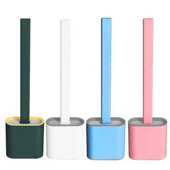 

Long Handle Toilet Brush with Drying Holder Soft Rubber Head 360 Degree Deep Cleaning Brushes Bathroom Accessories