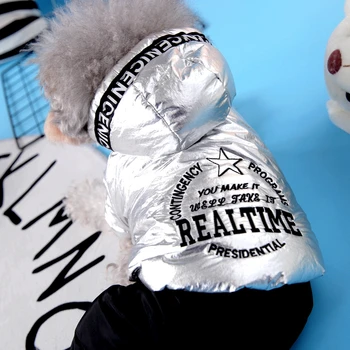 

Dog Clothes Winter Clothes Teddy Dog Clothes with Hat Silver Embroidery Dog Clothes Suitable for Large Medium and Small Dogs