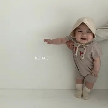 

Korean Children's Clothing Summer Baby Romper Infant Baby Cute Loose Jumpsuit Boy and Girl Romper Letters Hey Pattern