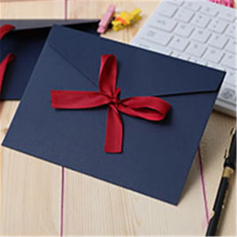 1/5pcs Classical Black Vintage Ribbon Pearl Paper Envelope 4 Colors Kraft Envelope for Wedding Invitation Envelope Gift Envelope
