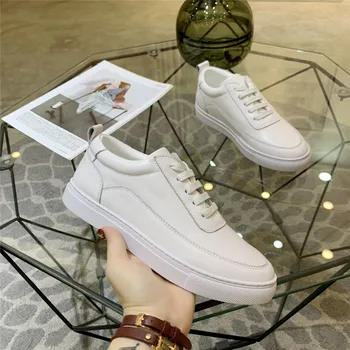 

Spring and Autumn Women's Shoes Casual White Shoes Genuine Leather Single Shoes Flat Sneakers Fashion Trendy Shoes