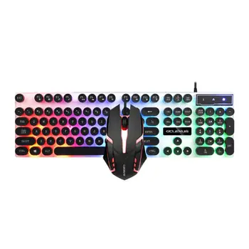 

Wired Keyboard and Mouse Set Colorful Backlit Gaming Keyboard for PC Computer