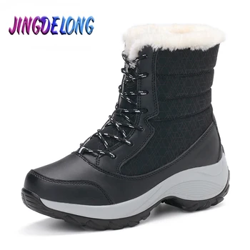 

Winter Women Boots Warm Woman Snow Boots Plush Waterproof High Ankle Snow Boots Women Platform Shoes With Thick Botas Mujer
