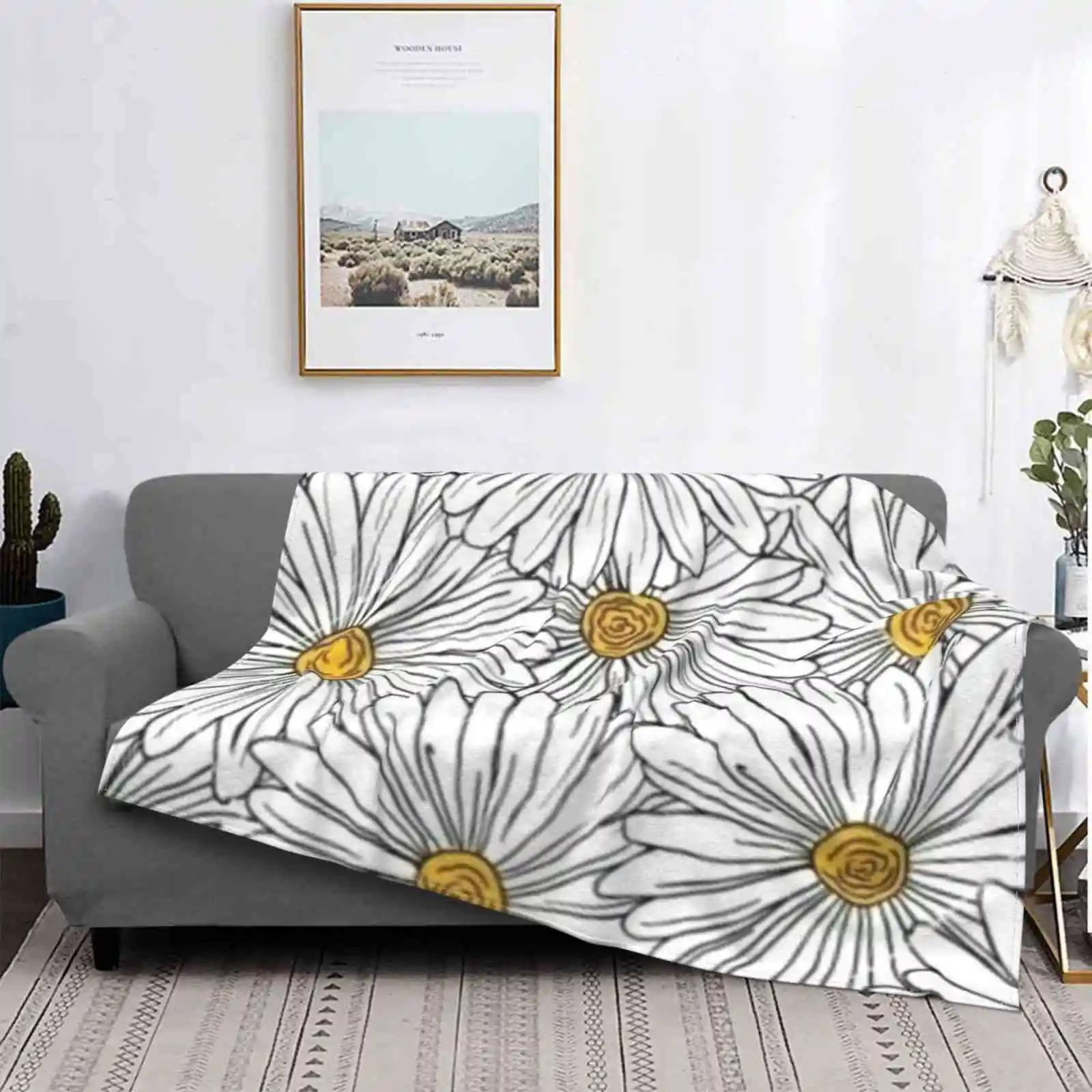

Dandelion Best Selling Room Household Flannel Blanket Fashion Luxury Creation White Black Mark Limited France Dandelion Flowers