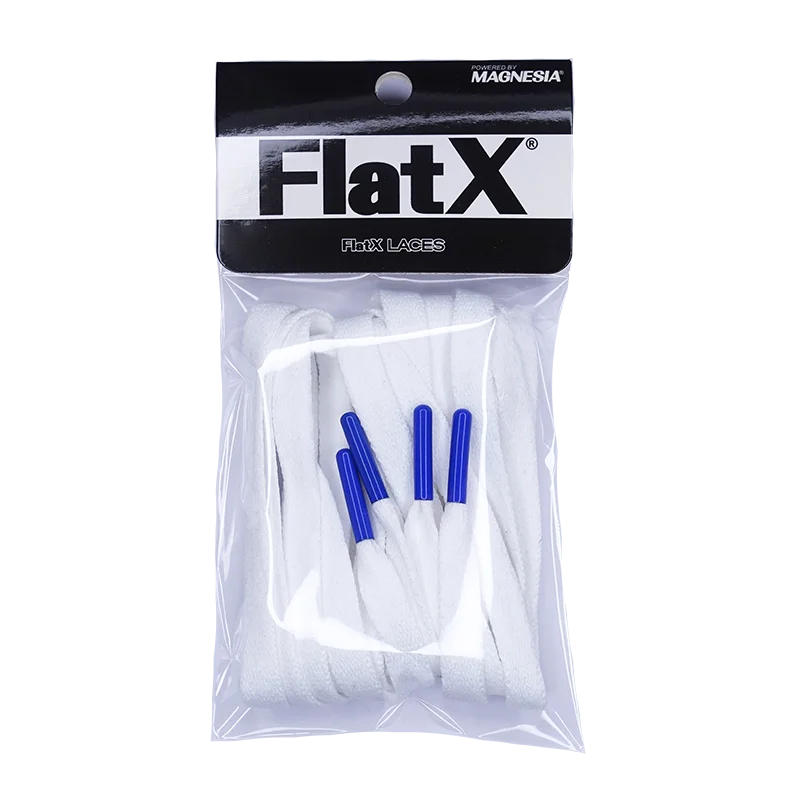Женские шнурки FlatX 8 мм с металлическими наконечниками Цвет Белый/Королевский