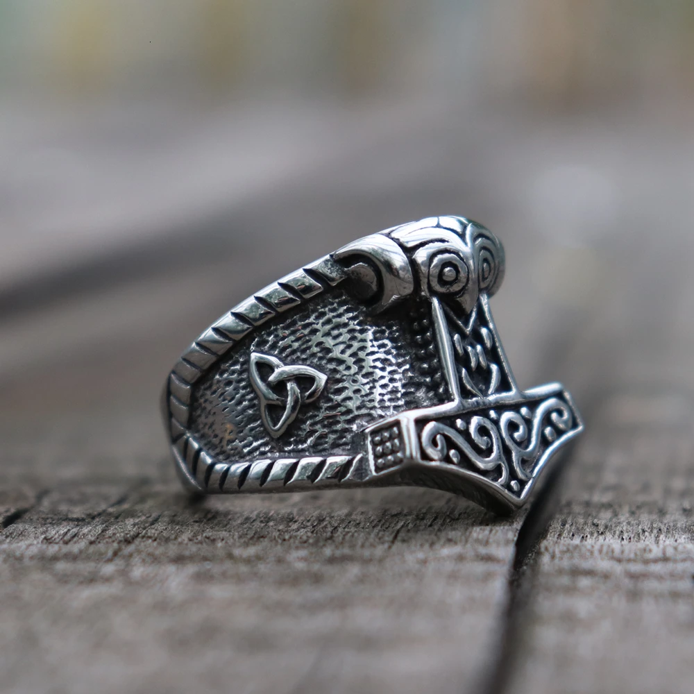 Viking кольцо из нержавеющей стали 316L Celtics узел руны мьельнир Тора кольца Hammer S нордический амулет ювелирные изделия