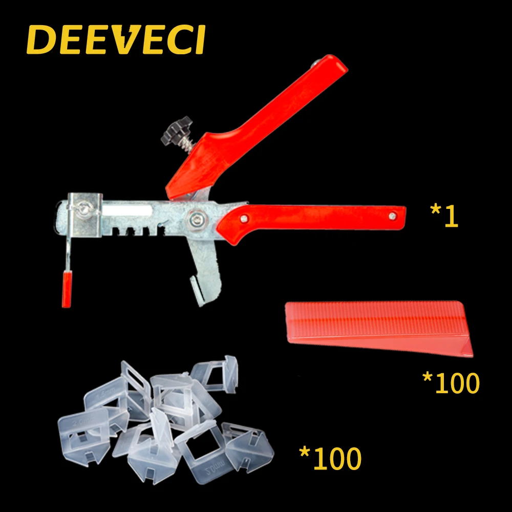 201pcs tile leveling system 2mm 100pcs clips+100pcs Wedges +1piece plier plastic tile spacers tiling tools used in 6~15mm tiles