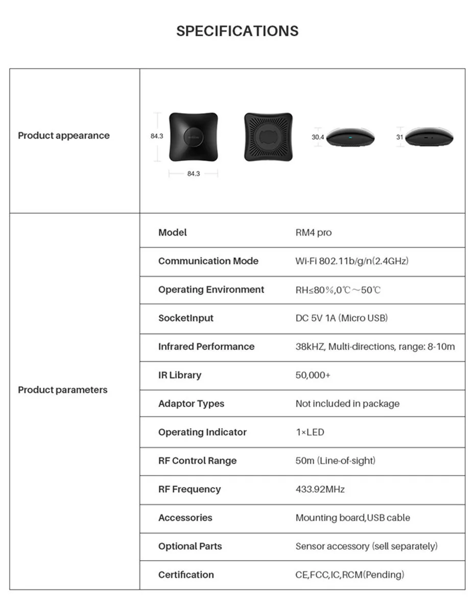 Broadlink RM4 Pro,WiFi IR RF Universal Intelligent Remote Controller, work with Alexa Google Home,Upgraded Rm Pro,IOS Android-9