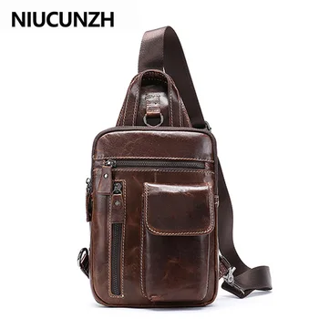 

NIUCUNZH Men's Bag Genuine Leather Messenger Bag Men Leather Shoulder Bags Man Male Chest Pack Sling / Crossbody Bags for Men