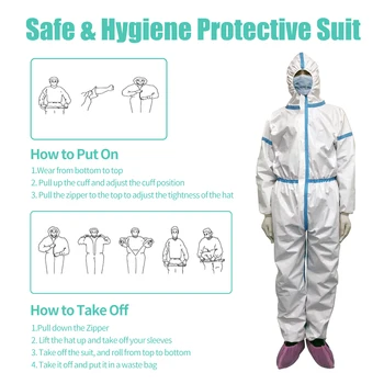 

Protective Suit Waterproof Breathable Protective Coverall Hazmat Suits Dustproof Against Splash Disposable Coveralls with Hood