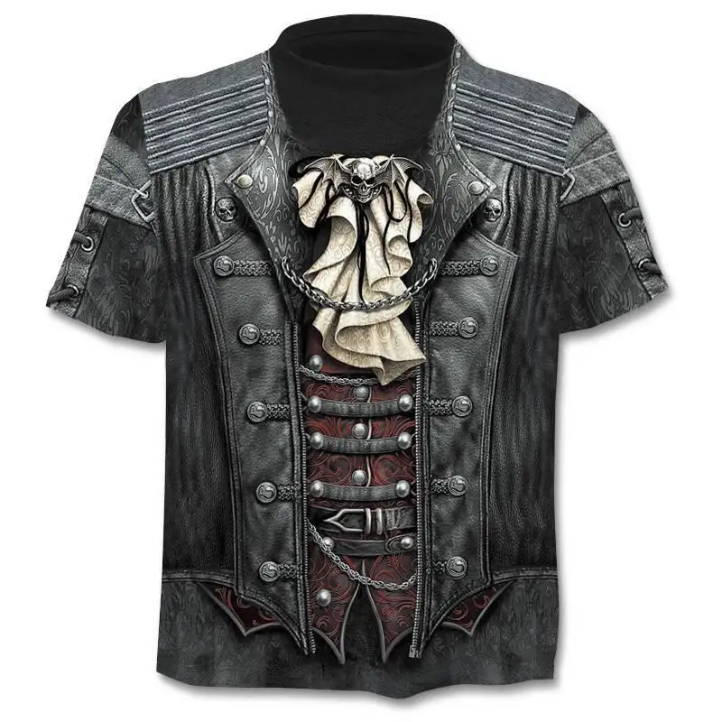 

2019 Summer New 3d Skull T shirt Men Short sleeve shirt Funny T shirts Rock Japan Punk Anime Gothic Rock 3dT-shirt Mens Clothing