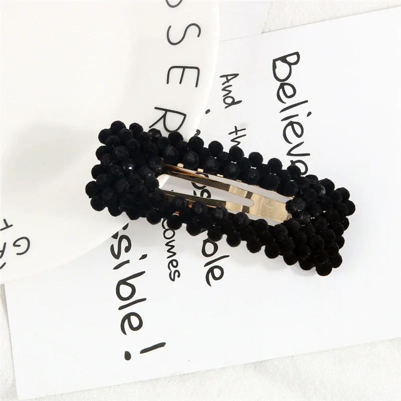 Square Black M MISM флокированные зимние заколки для волос для женщин, капли воды, BB заколки для волос, заколки для волос для девочек, модные заколки для волос в горошек, набор аксессуаров для волос - Цвет: Square Black