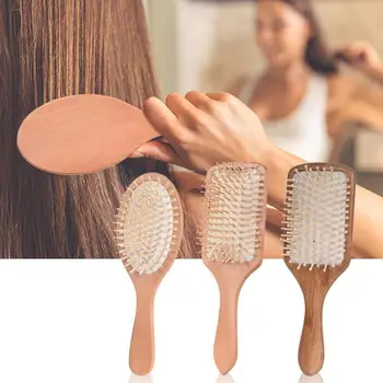

Professional Wood Comb Healthy Paddle Cushion Anti Hair Loss Massage Brush Hairbrush Comb Scalp Hair Care Bamboo Comb tool