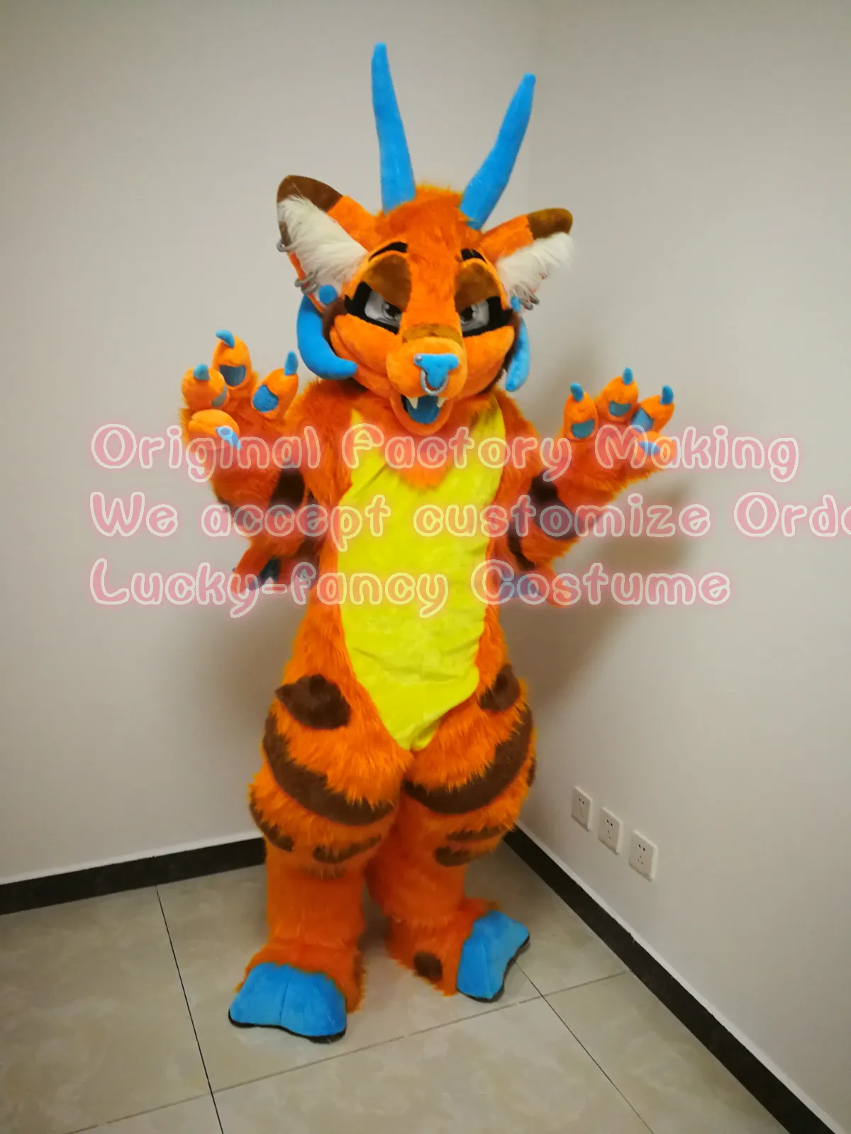 Professional Mascot Studio All Sizes Orange Dragon Fursuit Costume Cosplay Dress Halloween Carvinal Performance |