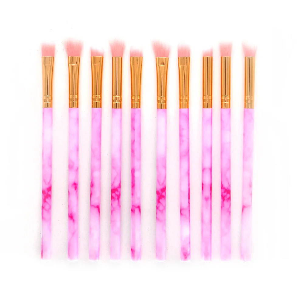 RO 10pc small brush Профессиональные женские кисти из мрамора, набор инструментов для макияжа, набор мягких кистей для макияжа, 10 шт., кисть для пудры, мраморные инструменты для макияжа - Handle Color: RO 10pc small brush