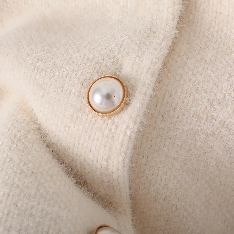 Finest  AOEMQ Fashion Coats Vintage England Outwear Coats with Simulation Pearl Button Breasted Coats Winte