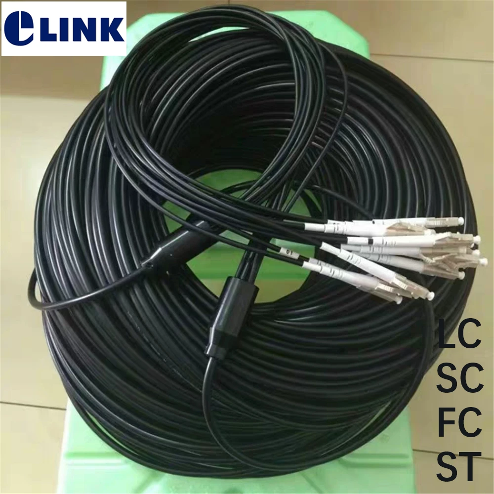 10M TPU SM MM Fiber optic Patchcords 4 cores waterproof LC SC FC Armored patch lead cable Outdoor FTTA jumper 4 fibers 5.0mm