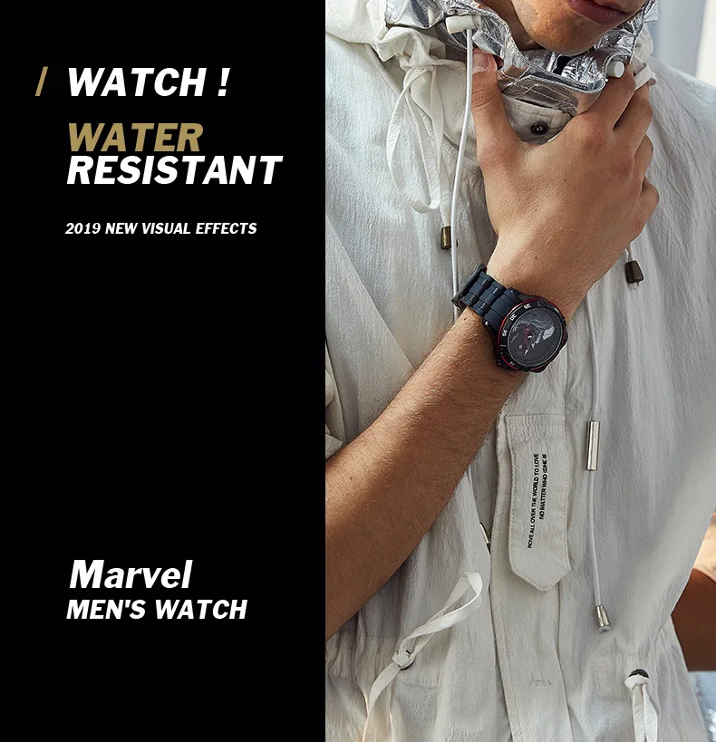 MARVEL Аутентичные Мужские кварцевые наручные часы Venom креативная мода 5ATM водонепроницаемый мужской браслет часы деловые мужские влюбленные подарок