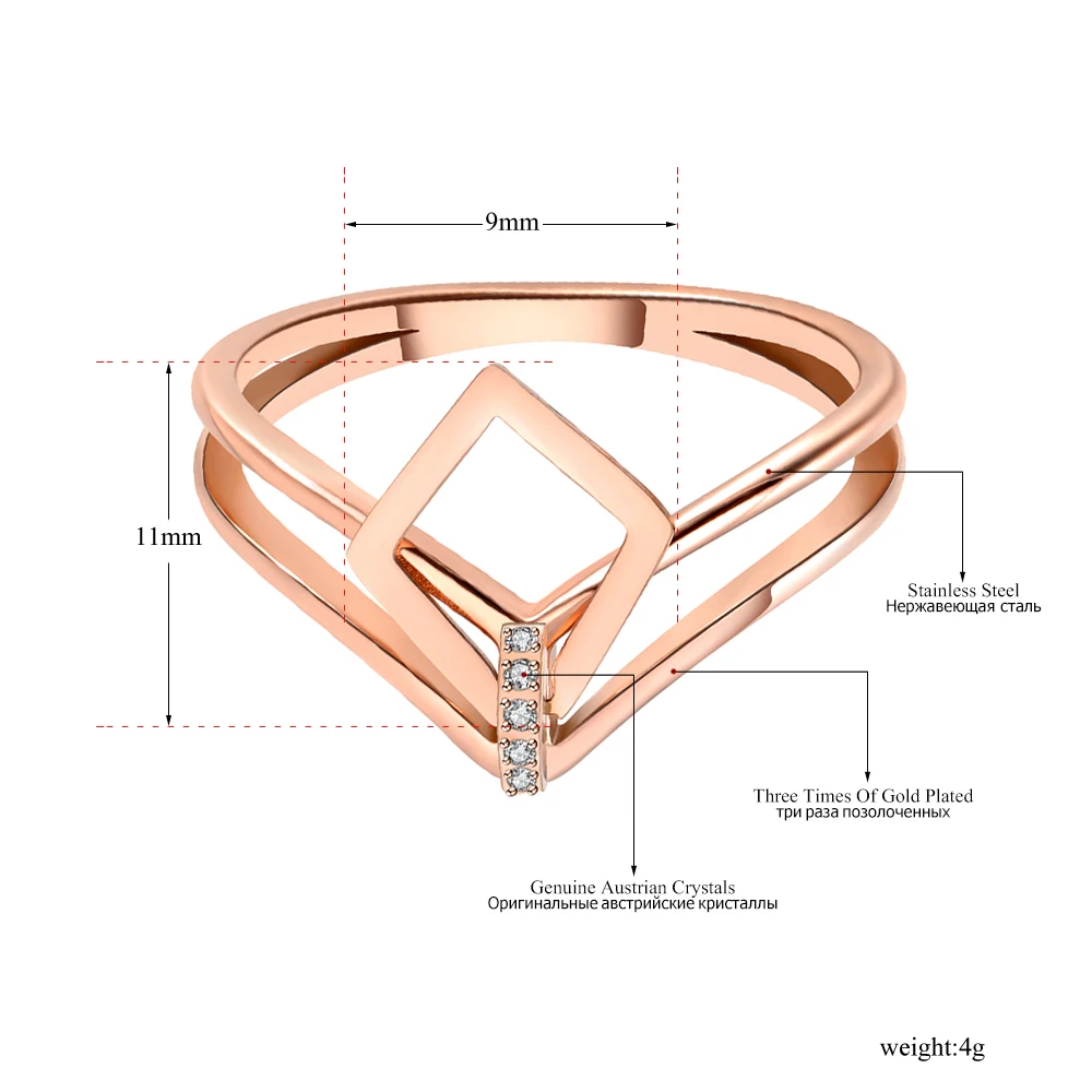 Lokaer Титан модная нержавеющая сталь мозаика CZ Кристалл геометрические кольца для невесты, для свадьбы, помолвки кольцо ювелирные изделия для женщин R19109