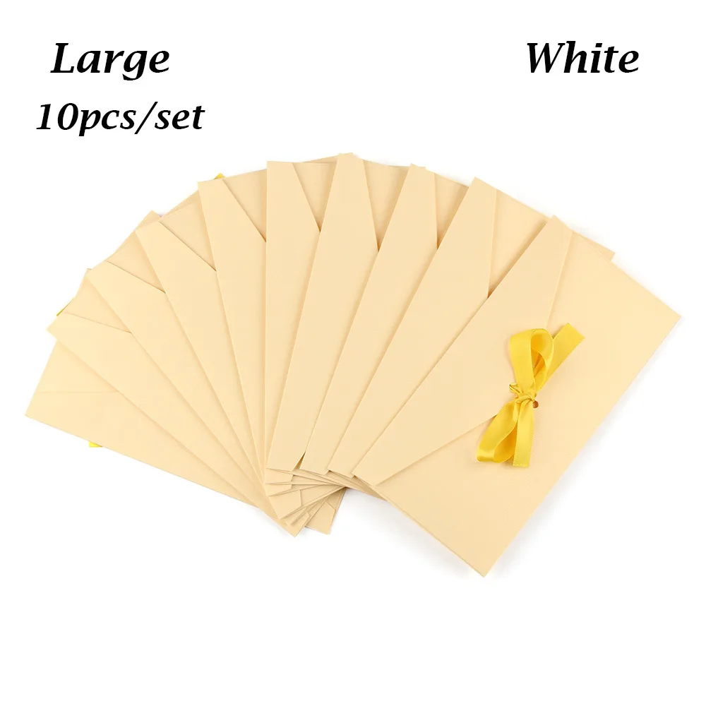 Large Light Yellow 10 шт. Ретро Конверт перламутровый бумажный бант утолщенная лента креативный цвет канцелярские товары свадебный подарок для офиса школьные принадлежности - Цвет: Large Light Yellow