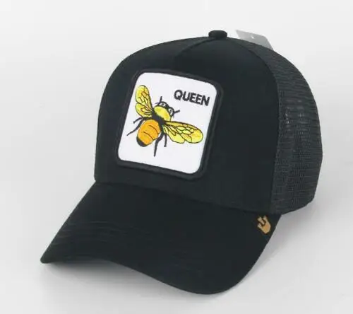 Bee black Новинка, бейсболка с вышивкой животных, аниме, Милая Вышивка, летняя сетчатая Мужская Уличная солнцезащитная Кепка, шлемы для водителя - Цвет: Bee black