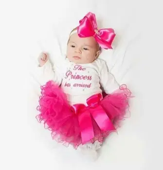 

Pudcoco 2pcs Newborn Infant Baby Girl Clothes Set The Princess Has Arrived Long Sleeve Romper + Pink Tutu Skirts Summer Outfits