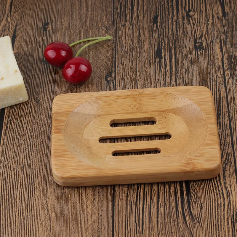 Natural Wooden Bamboo Soap Dish Wooden Soap Tray Holder Storage Soap Rack Plate Box Container for Bath Shower Plate Bathroom