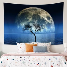 

Laeacco Romantic Starry Sky on Vast Planet Printing Tapestry Beach Towel Wall Hangings Home Decor Living Room Bedroom Dorm Decor