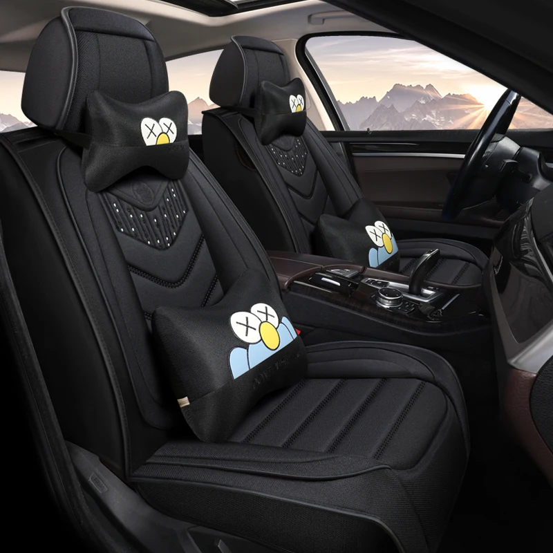 Полное покрытие льняное волокно чехлы для автомобильных сидений vw amarok golf 2 3 4 5 6 7
