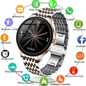 

LIGE Smart Watch Men Heart Rate and Blood Pressure Monitoring Sports Fitness Watches IP67 Waterproof Steel Band Men's Smartwatch