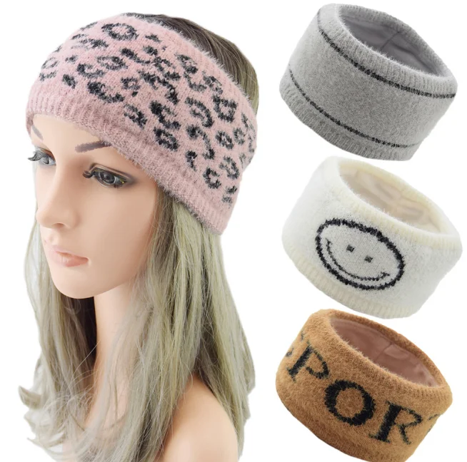 Норковая шерсть смайлик обруч для волос спорта хиджаб шарф теплая акриловая шаль