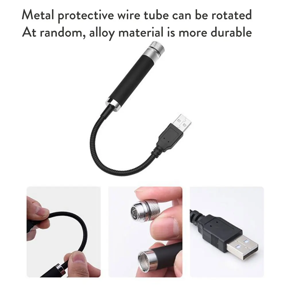 USB LED Car Roof Star Night Light Projector Atmosphere Galaxy Lamp Decor Car And Home Adjustable Multiple Lighting Effects 5V