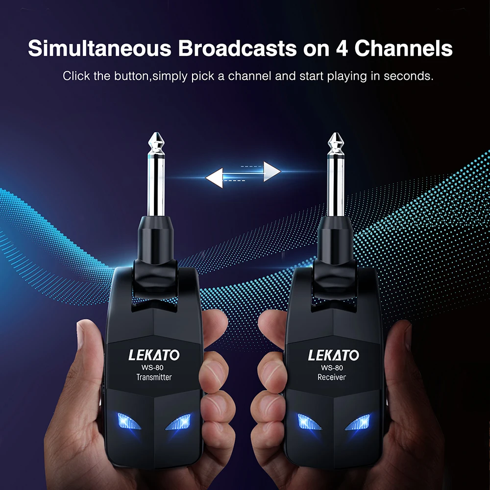 Lekato 일렉트릭 기타 무선 송신기 수신기 부품 액세서리베이스 시스템 음악 2.4Ghz Ism 무선 기타 시스템