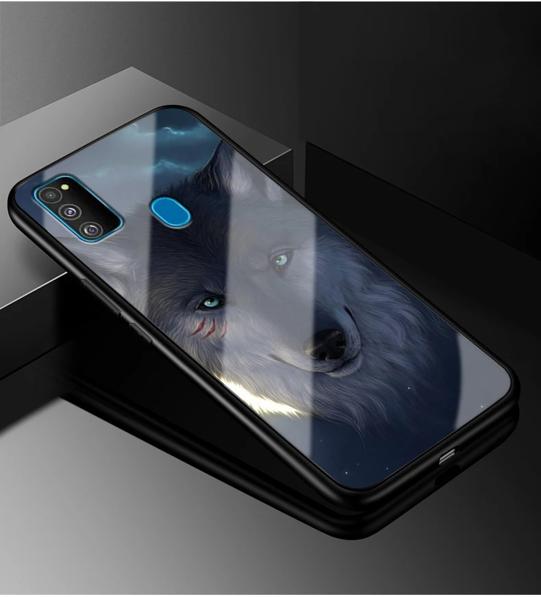 02 Для samsung M30S чехол PC Пластиковый стеклянный чехол для телефона черный ТПУ бампер чехол для samsung Galaxy M30 s m 30 M30S закаленное покрытие - Цвет: 02