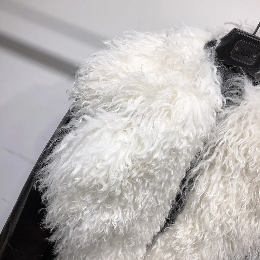 Женская куртка из натуральной кожи с большим меховым воротником|Кожаные куртки| |